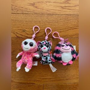 Set of 3 Beanie Boos Keychain Plushes